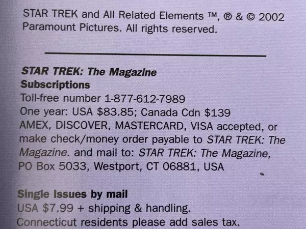 Lot of 2 Star Trek The Magazine Sept-Oct 2002 Vol 3 Issues 5 & 6 Collectibles
