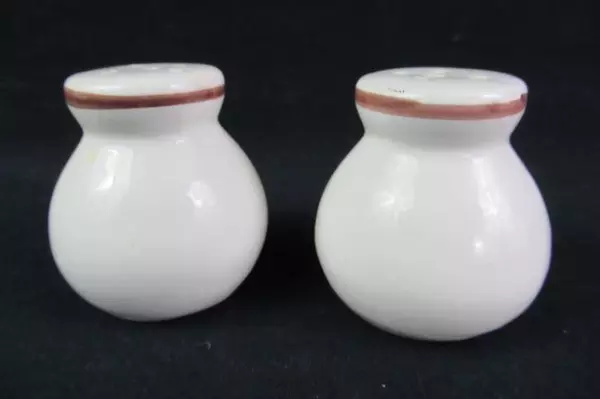 Vintage Ceramic Salt & Pepper Shakers Floral Design Cream Brown Chipped