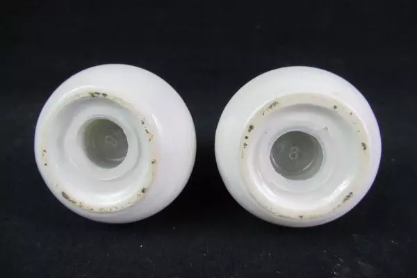 Vintage Ceramic Salt & Pepper Shakers Floral Design Cream Brown Chipped