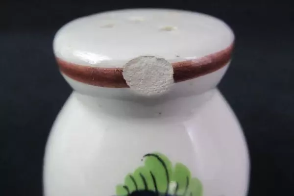 Vintage Ceramic Salt & Pepper Shakers Floral Design Cream Brown Chipped