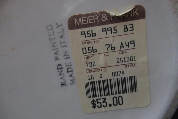 Hand Painted Italian Ceramic Pitcher Floral Orange Lime Design 8.5"