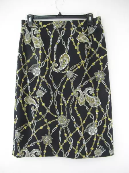 Vintage Ara Moden Women's Skirt Euro Size 46 Black Paisley Good Condition