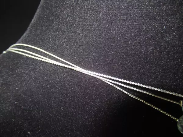 Triple Strand Adjustable Beaded Necklace Blue Silver Art Glass Beads