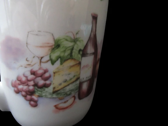 Set of 2 American Atelier Grape Stoneware Mugs - Wine Design - White