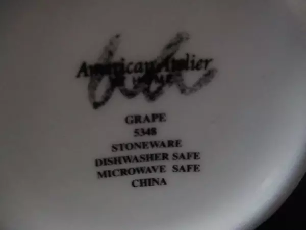 Set of 2 American Atelier Grape Stoneware Mugs - Wine Design - White