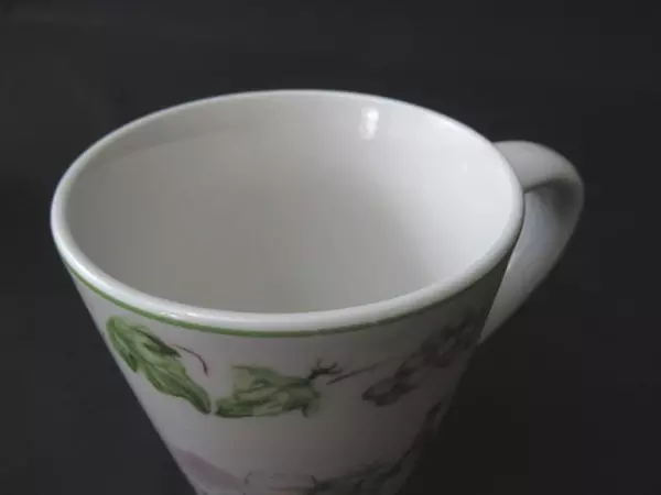 Set of 2 American Atelier Grape Stoneware Mugs - Wine Design - White