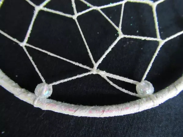 White Glitter Dream Catcher Christmas Ornament with Mistletoe Accents