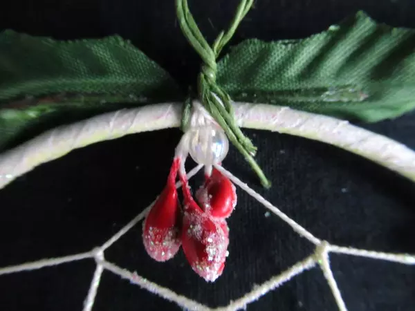 White Glitter Dream Catcher Christmas Ornament with Mistletoe Accents