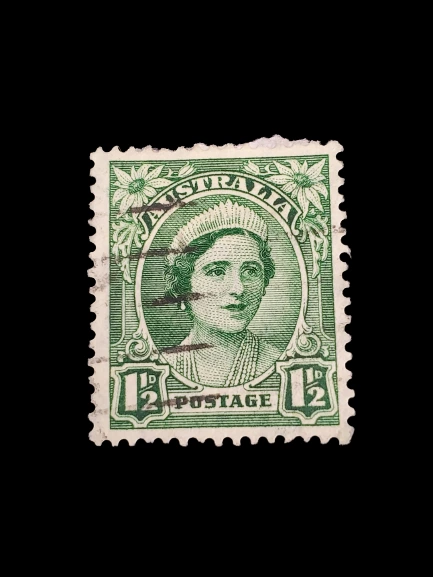 Rare 1942 Australia Postage Stamp Green Queen Elizabeth 1.5d Used Collectible