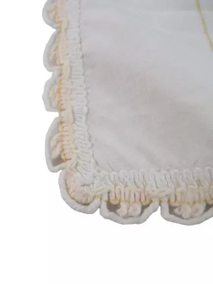 Vintage Ivory Table Runner Embroidered Vases Scalloped Trim 40"x12.5"