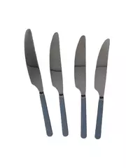 Lot of 4 Vintage Imperial Stainless Steel Dinner Knives Blue Handles 8.25"