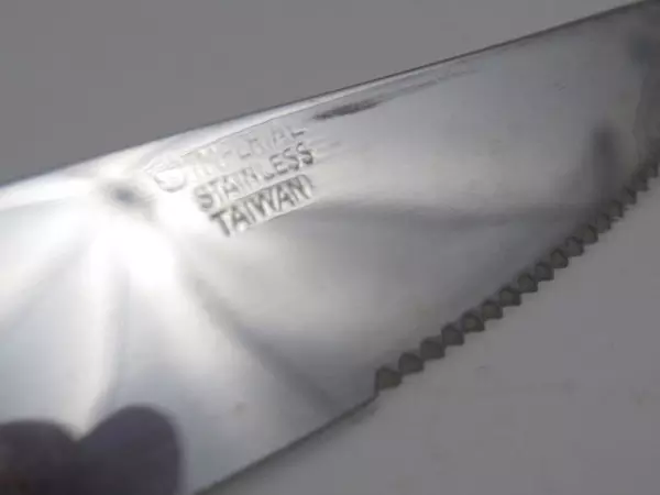 Lot of 4 Vintage Imperial Stainless Steel Dinner Knives Blue Handles 8.25"