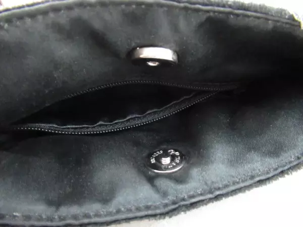 Faux Fur Black Crossbody Satchel Bag with Beaded Embroidery & Snap Closure