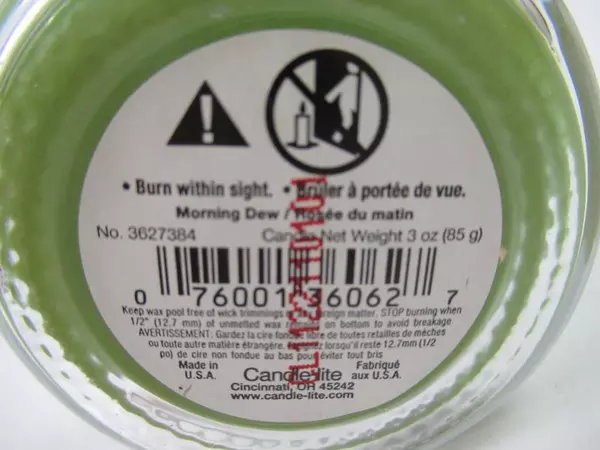 Candle-Lite Morning Dew 3 oz Scented Candle Green Jar Made in USA