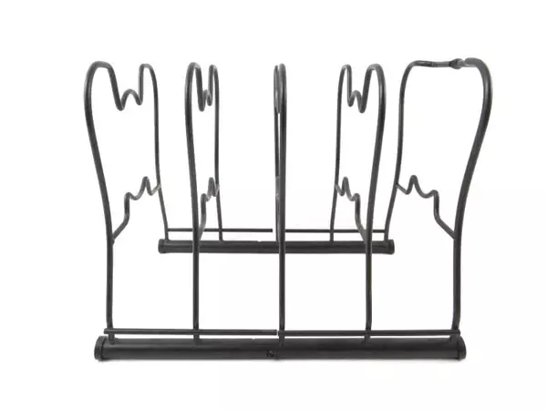 4-Slot Brown Metal Wire Organizer Rack for Documents & Magazines