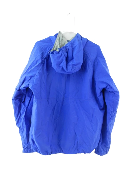 Vintage REI Blue Nylon Half Zip Rain Coat Size L with Hood, Good Condition