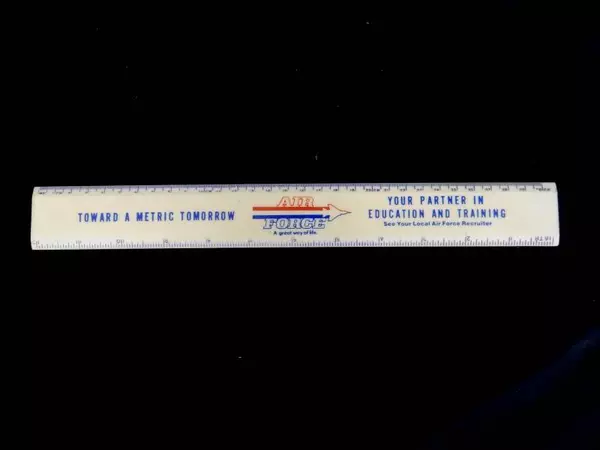 Vintage 12" Westcott Air Force Ruler with Metric Conversion Table
