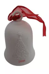 Hallmark 2008 White Porcelain Holiday Bell Ornament Christmas Decor