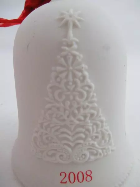 Hallmark 2008 White Porcelain Holiday Bell Ornament Christmas Decor