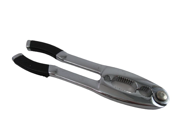 Chrome Handheld Nutcracker with Silicone Grip - Pre-Owned Kitchen Tool