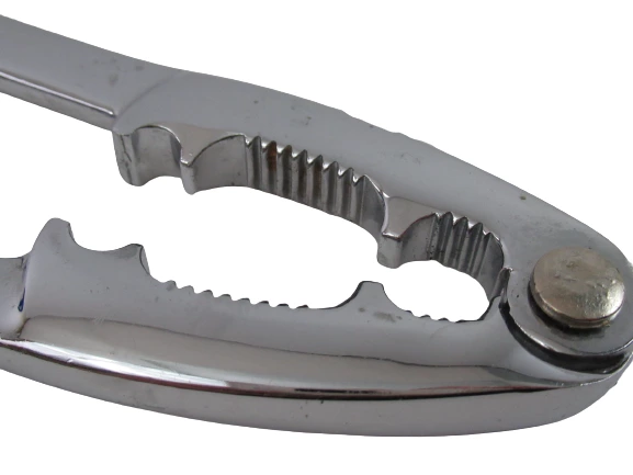 Chrome Handheld Nutcracker with Silicone Grip - Pre-Owned Kitchen Tool