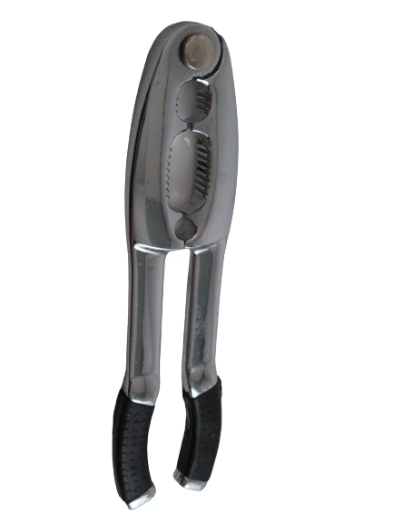 Chrome Handheld Nutcracker with Silicone Grip - Pre-Owned Kitchen Tool