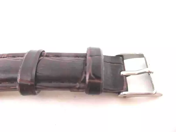 Women's Brown Leather Croc Quartz Watch Chrome Face Stainless Steel Back