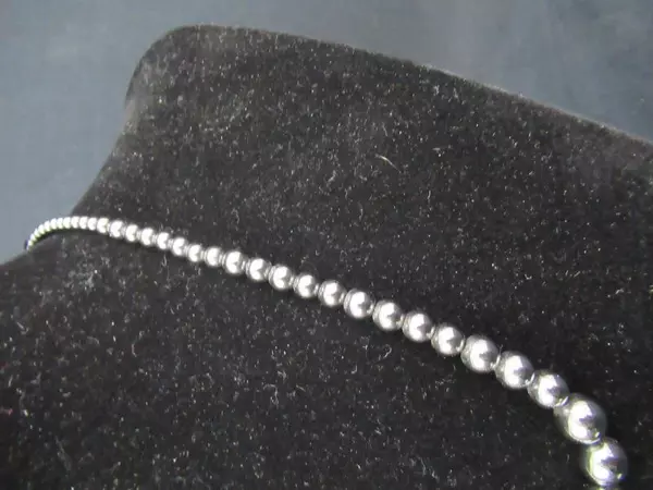 Vintage Hematite Graduated Bead Necklace 18" Dark Gray Spring-Ring Closure