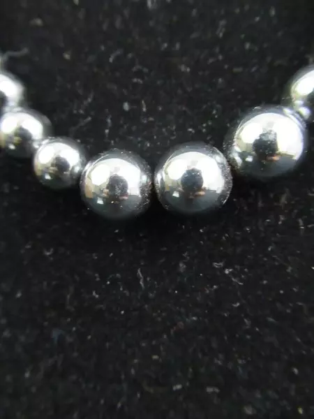 Vintage Hematite Graduated Bead Necklace 18" Dark Gray Spring-Ring Closure