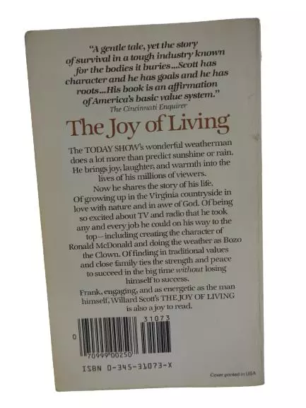 Willard Scott's The Joy of Living 1982 Signed Paperback - Good Condition