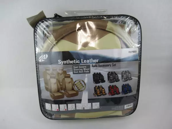 FH TLH Car Seat Covers Semi Universal Auto Accessory Set Cream Tan FH-PU021