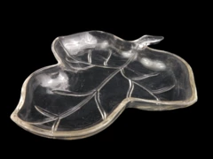 Vintage Hazel Atlas Clear Glass Leaf Shaped Relish Nut Candy Dish 8x7in Decor