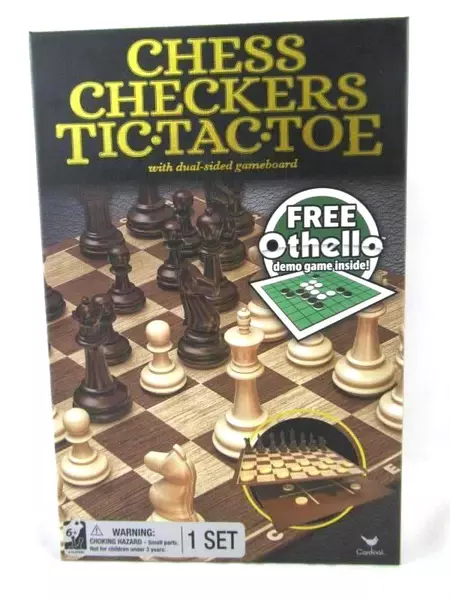 Chess Checkers Tic Tac Toe Dual-Sided Gameboard Set - Sealed Cardinal LTD