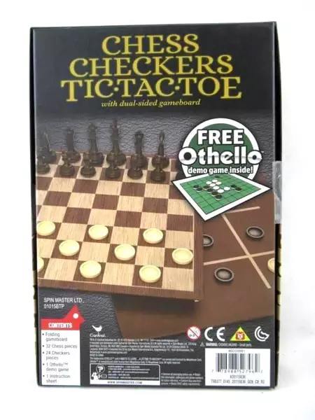Chess Checkers Tic Tac Toe Dual-Sided Gameboard Set - Sealed Cardinal LTD