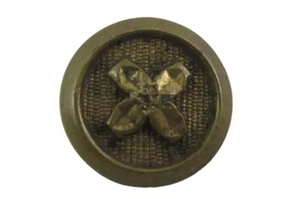 Vintage Brass Shank Button 4 Petal Flower 0.5" Collectible Textured Design