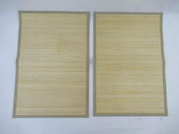 Lot of 2 Brown Bamboo Placemats Bohemian Woven Kitchen Decor