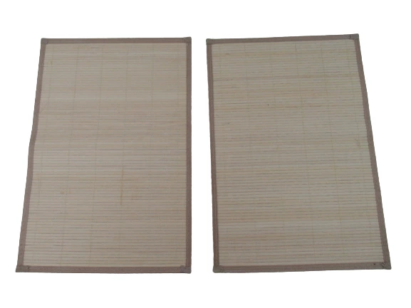 Lot of 2 Brown Bamboo Placemats Bohemian Woven Kitchen Decor