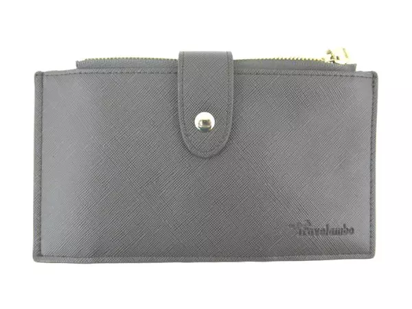 Travelambo Taupe Brown Bifold Wallet with 17 Card Slots & Zippers