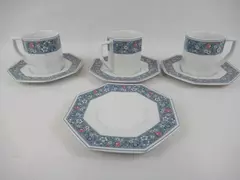 Set of 3 Vintage Mikasa Nob Hill Cups 4 Saucers Floral Fine China Octagon L5750