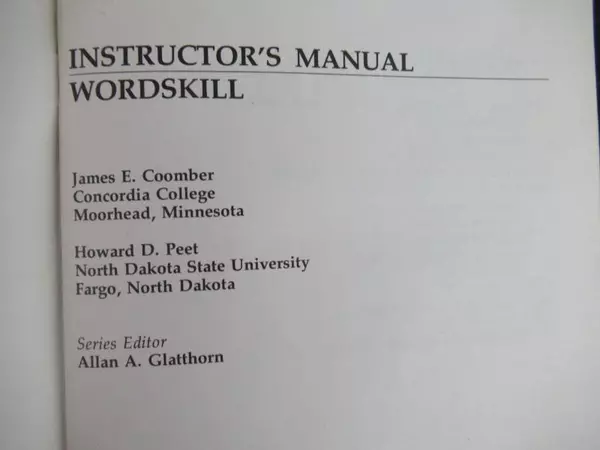 Vintage 1979 Wordskill Instructor's Manual by James E. Coomber Paperback