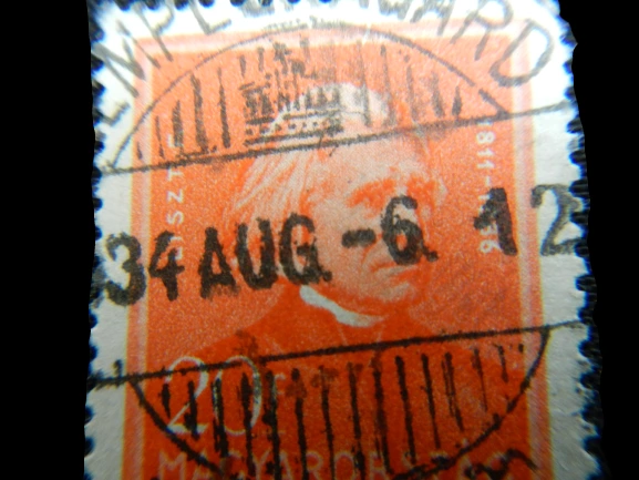 Hungary 1932 Used 20 Filler Stamp Red Square Man Jumbo Margins Collectible