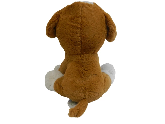 Homerbest 14" Plush Dog Toy - Brown White Puppy with Red Rose, Big Eyes