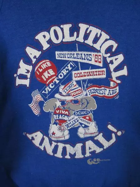 Vintage GOPachyderms Political Animal Sweatshirt Blue Size M Long Sleeve