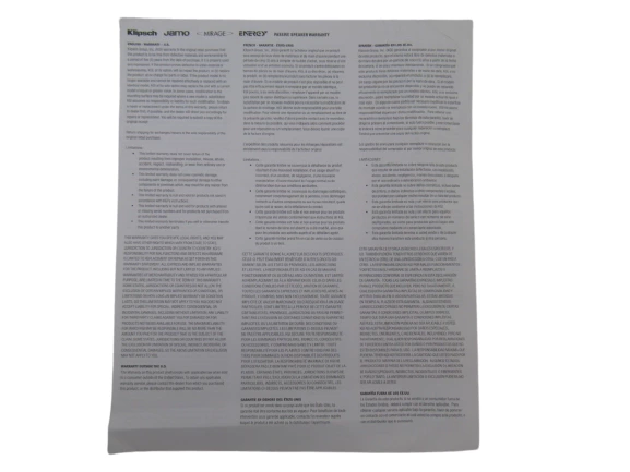 Klipsch Reference Premiere Speakers Owner's Manual Guide Pre-Owned