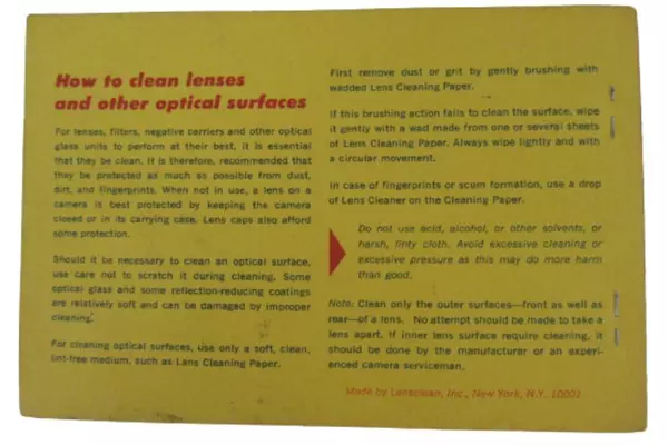 Vintage Kalt Lensclean 25 Sheets Lens Cleaning Tissue Booklet 4x6 Inches