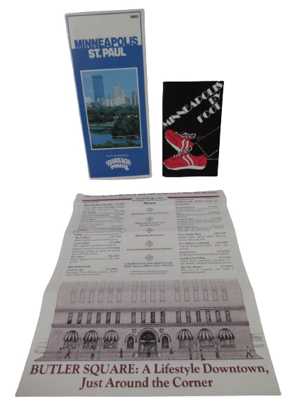 Lot of 3 Vintage 1980s Minneapolis Travel Brochures & Maps - Great Condition