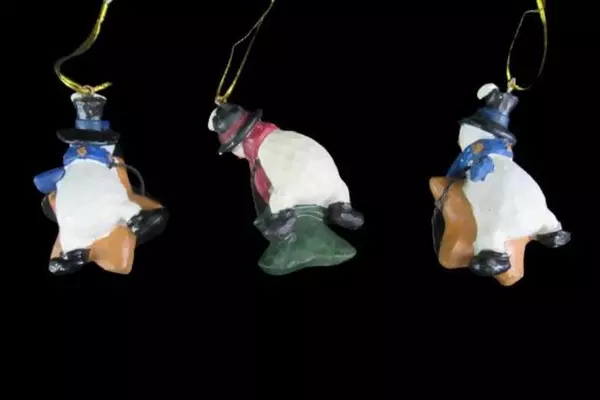 Lot of 3 Tii Snowman Resin Ornaments - Joy & Love Holiday Decor