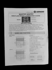 Aiphone Master Sentry Loudspeaker System Manual for LEF-3C, 5C, 10C