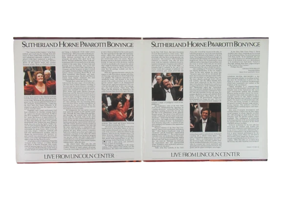 Sutherland Horne Pavarotti Live From Lincoln Center 1981 Vinyl Record LP