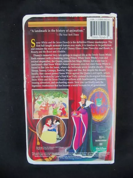 Walt Disney's Snow White VHS Tape - Good Condition, Collector's Item